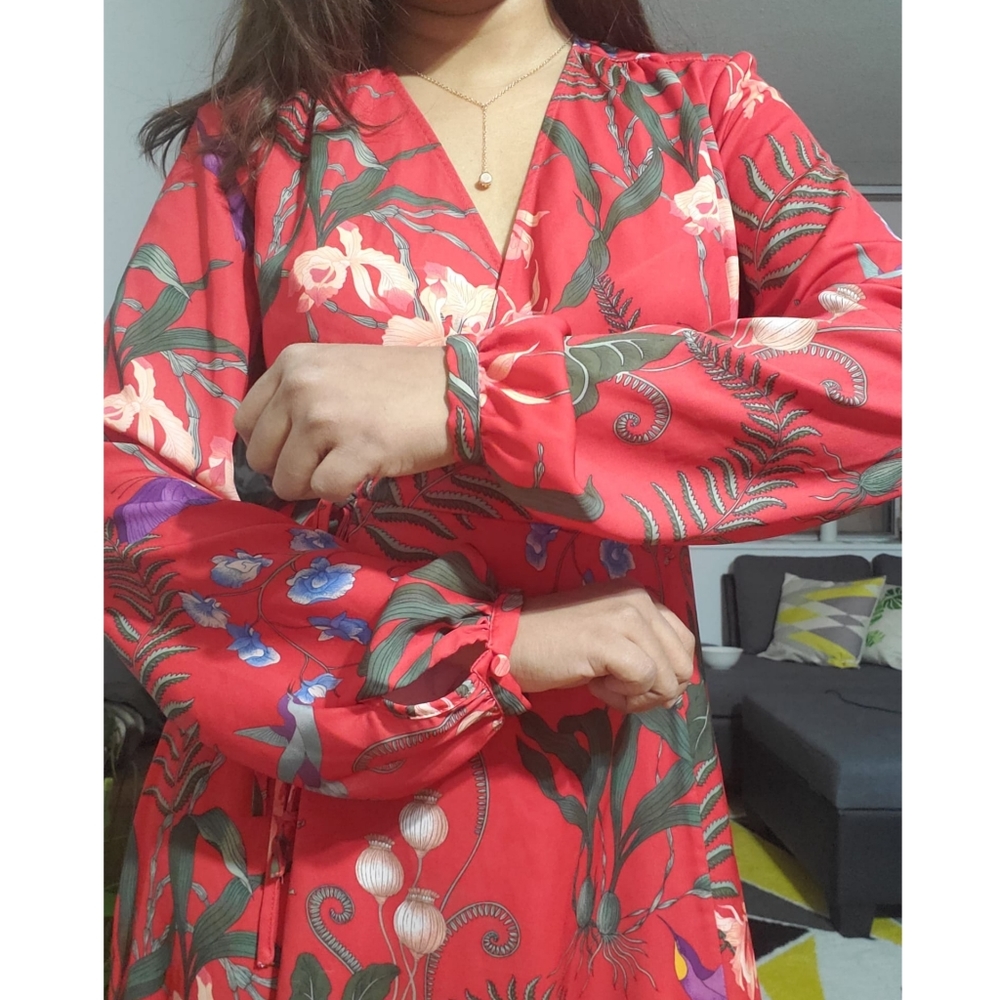 H&M Red Floral Midi Dress - Picture 5 of 13